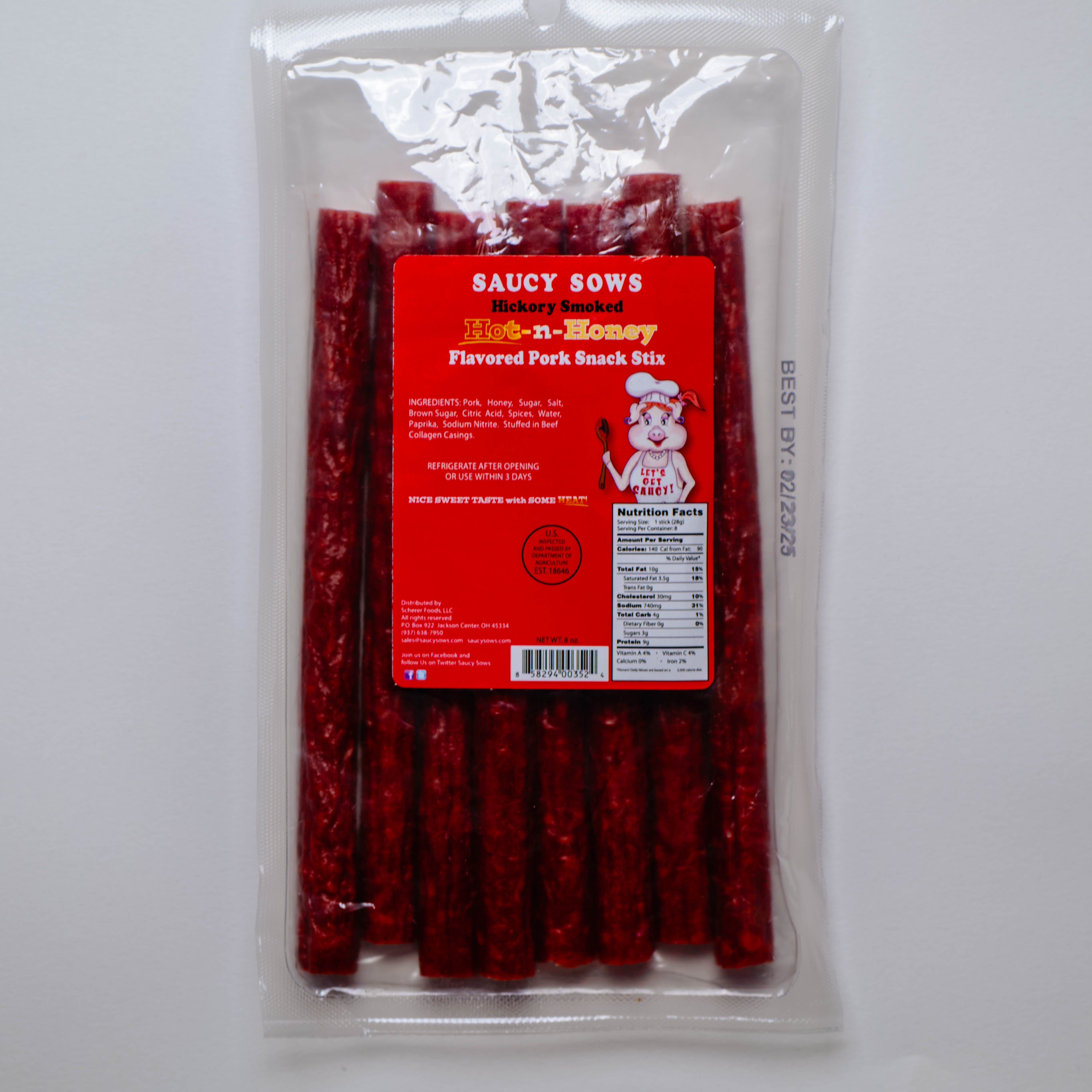 Hot & Honey Pork Snack Sticks 8oz Pkg