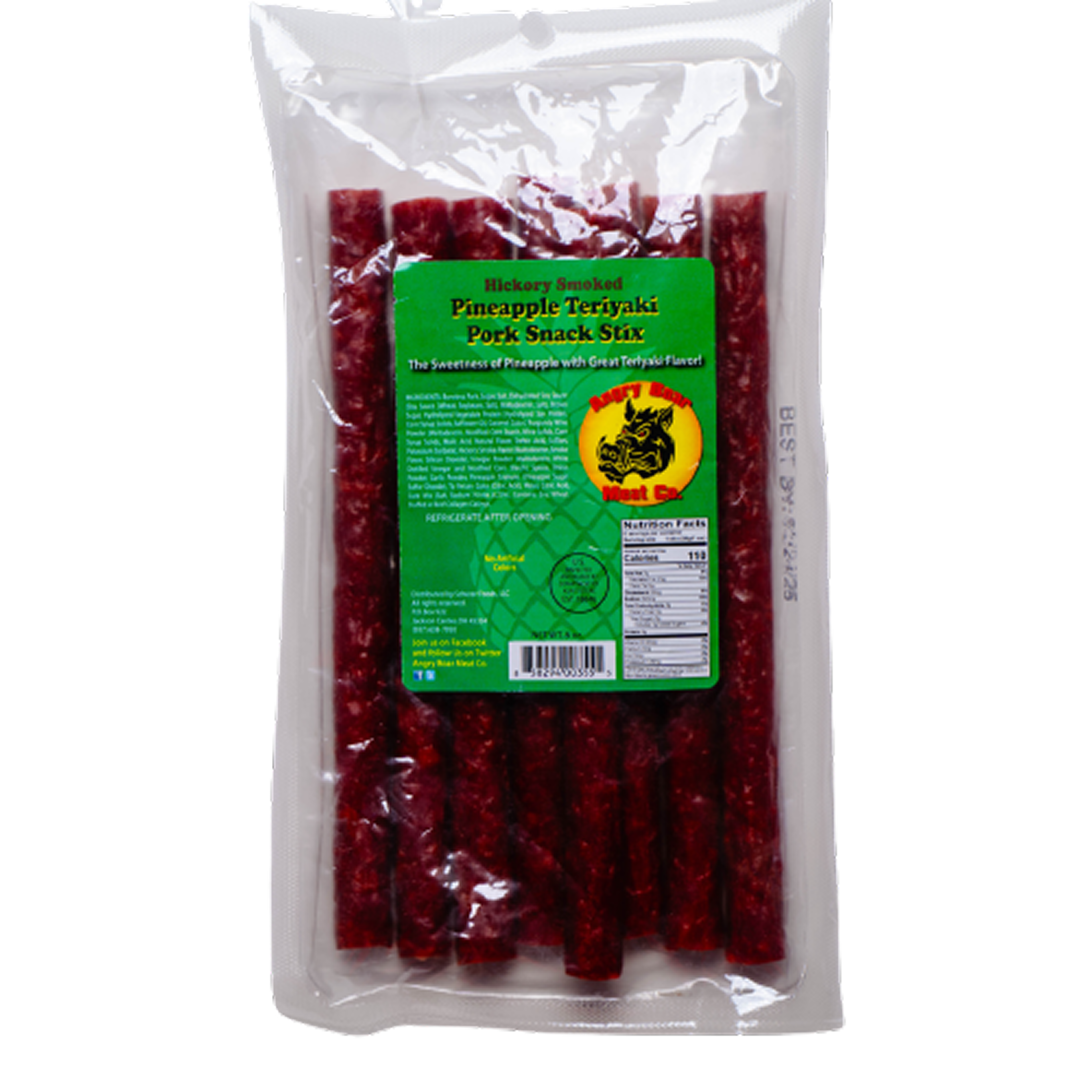 Pineapple Teriyaki Pork Snack Sticks 8oz Pkg